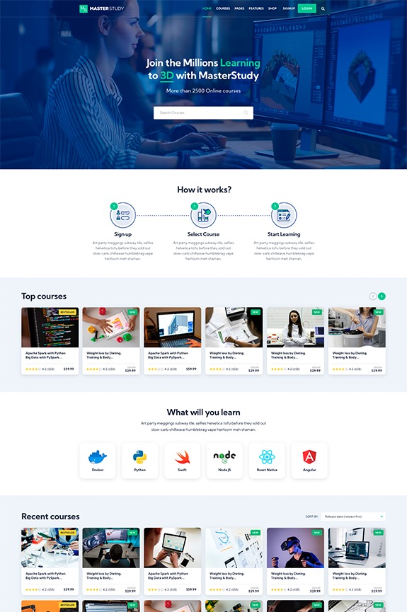 Educational Theme WordPress cooking courses